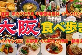 【大阪 食べ歩き】大阪旅で食べたモノ動画っ!!! 串カツ くら寿司 中華 台湾 お好み焼き